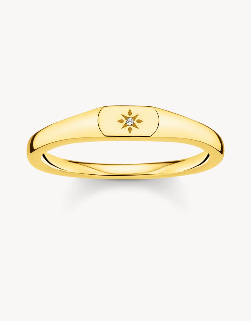 Thomas Sabo - Ring aus 925 Sterlingsilber mit 18-karätiger Gelbgold-Beschichtung und Sterndetail-Goldfarben von Thomas Sabo