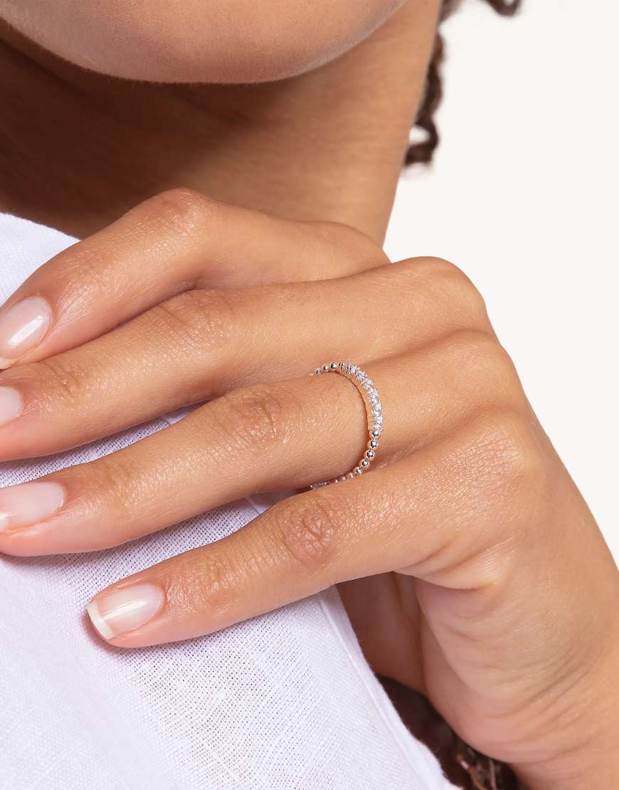 Thomas Sabo - Ring aus 925er Sterlingsilber mit Kugeldesign und weißen Schmucksteinen von Thomas Sabo