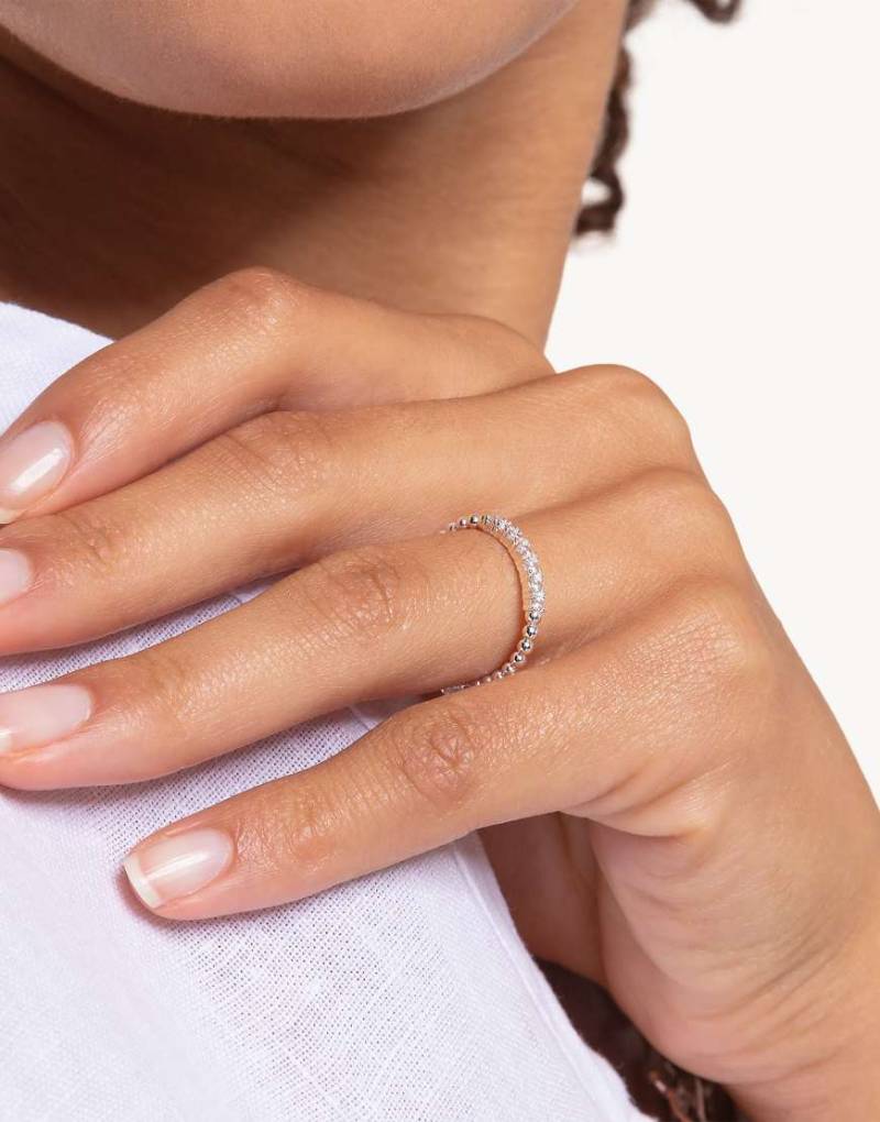 Thomas Sabo - Ring aus 925er Sterlingsilber mit Kugeldesign und weißen Schmucksteinen von Thomas Sabo