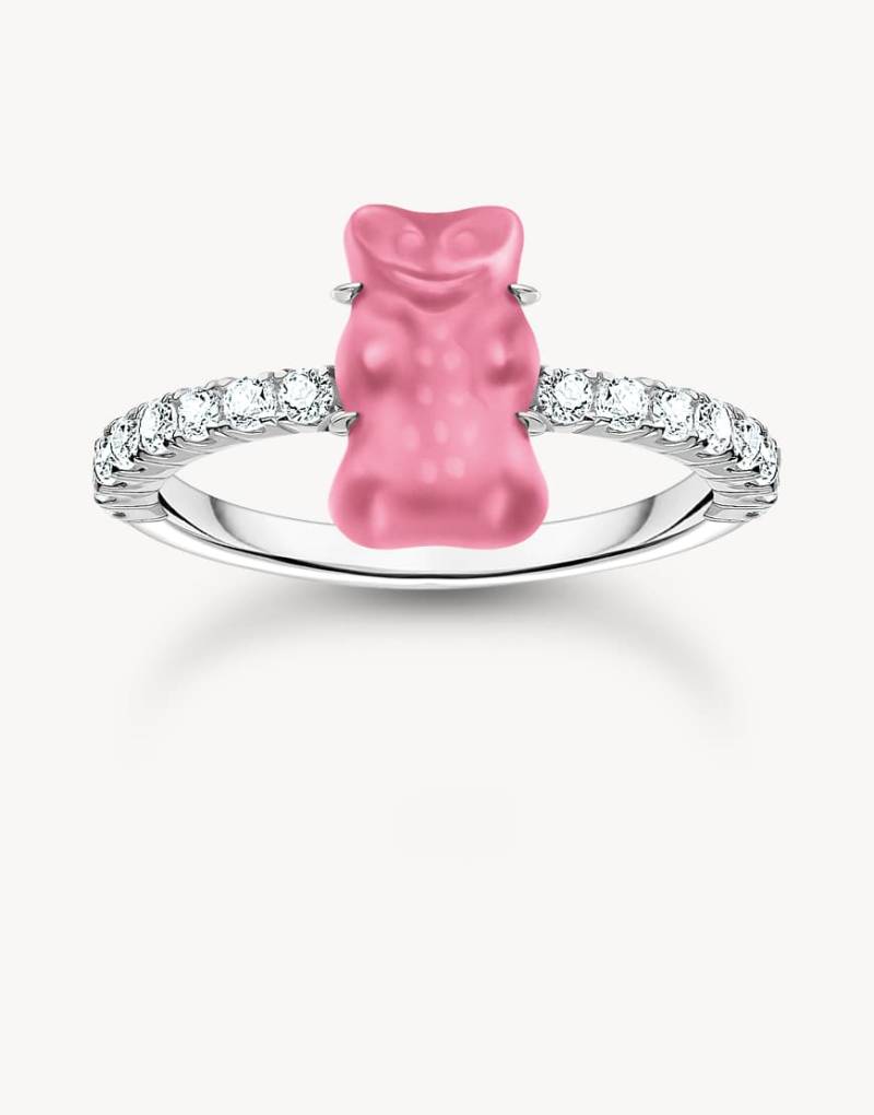 Thomas Sabo - Ring aus Silber mit Mini-Goldbären-Design mit Zirkonia in Silber, Rosa und Weiß von Thomas Sabo