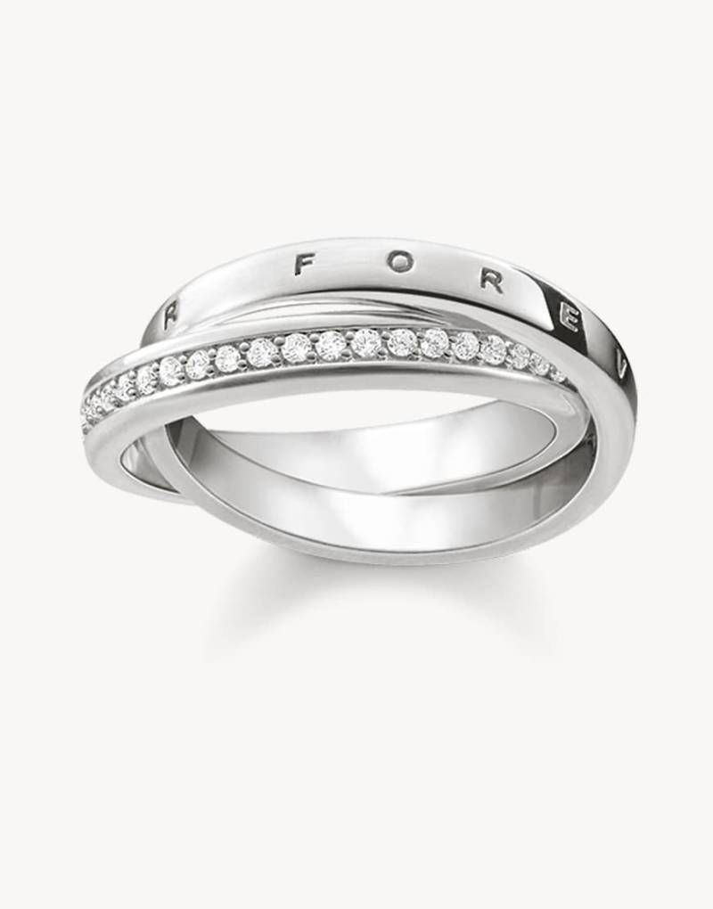 Thomas Sabo - Ring mit „Together Forever"-Prägung in Silberoptik und Weiß von Thomas Sabo