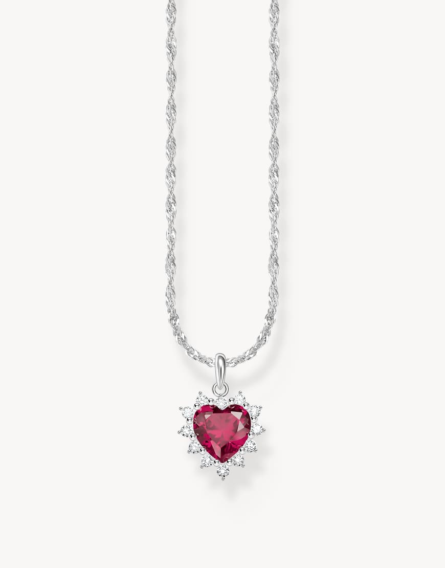 Thomas Sabo - Romance - Halskette aus Silber mit Herzanhänger in Silber, Weiß und Rot von Thomas Sabo