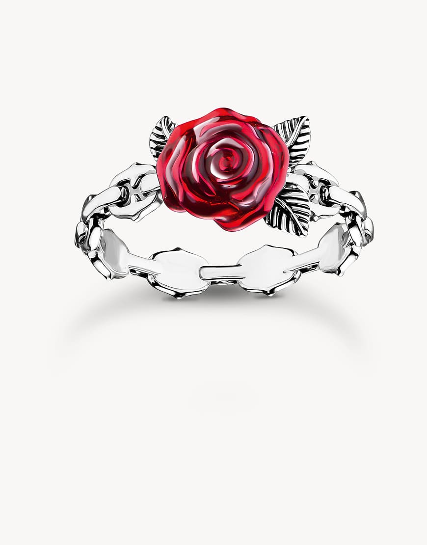 Thomas Sabo - Roses Romance - Ring aus Silber mit Rosendesign in Rot von Thomas Sabo