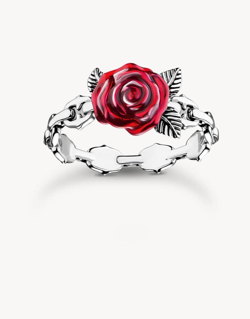 Thomas Sabo - Roses Romance - Ring aus Silber mit Rosendesign in Rot von Thomas Sabo