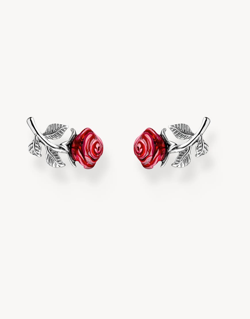 Thomas Sabo - Silberfarbene Ohrstecker aus 925er Sterlingsilber mit romantischem Rosendesign von Thomas Sabo