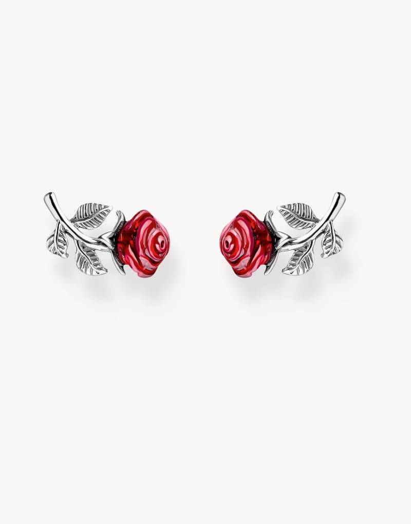Thomas Sabo - Silberfarbene Ohrstecker aus 925er Sterlingsilber mit romantischem Rosendesign von Thomas Sabo