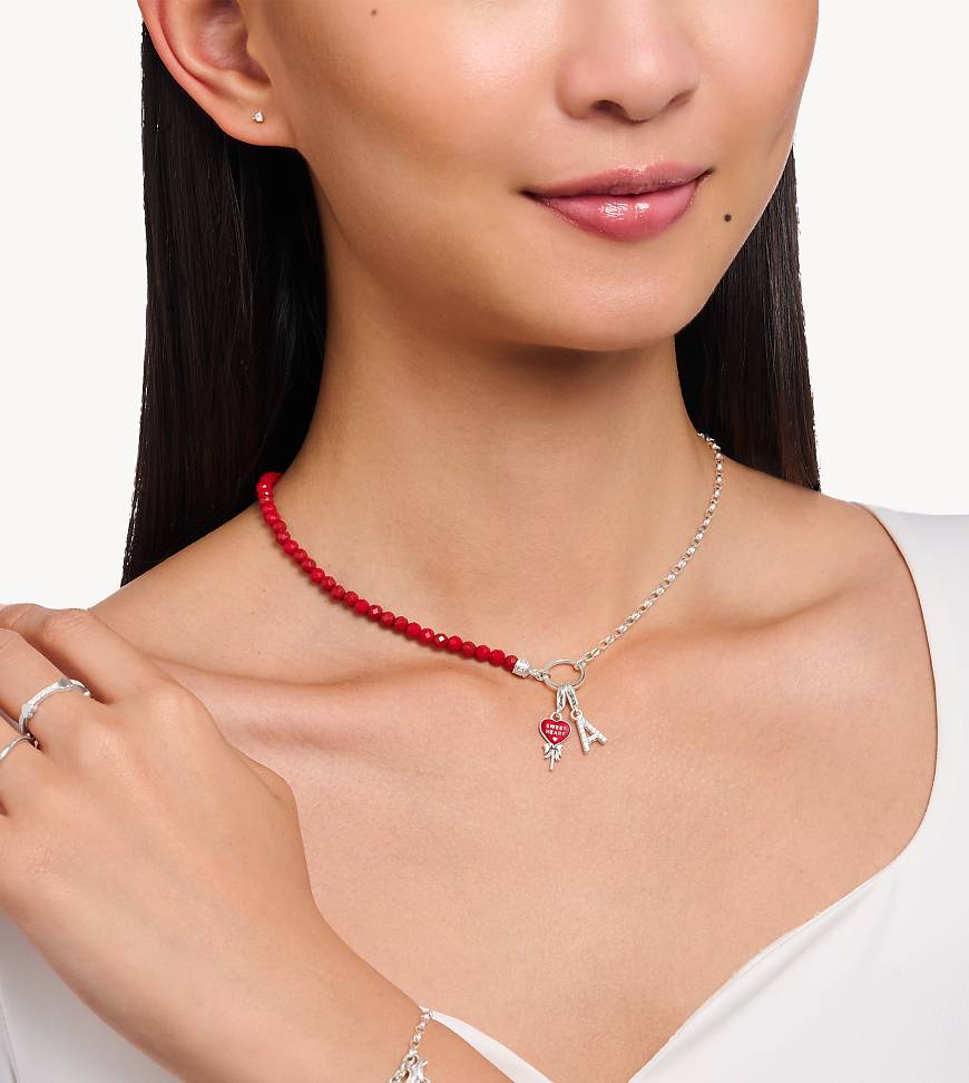 Thomas Sabo - Silberfarbener Charm-Buchstaben-Anhänger aus 925er Sterlingsilber mit weißen Schmucksteinen von Thomas Sabo