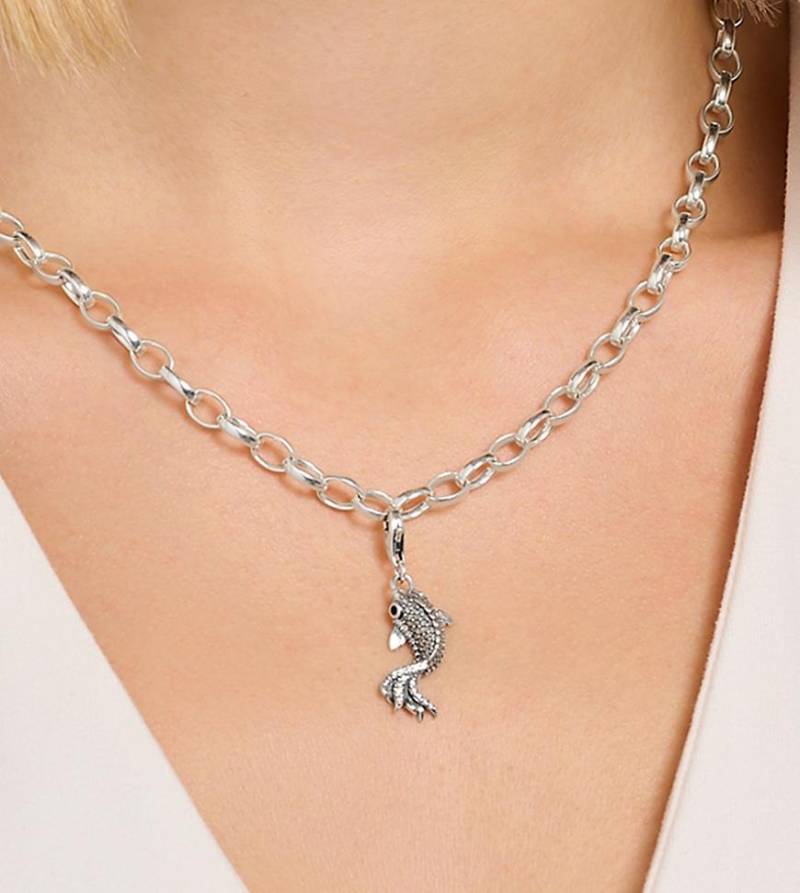 Thomas Sabo - Silberfarbener Charm-Koi-Anhänger aus 925er Sterlingsilber mit Zirkonia-Schmucksteinen von Thomas Sabo