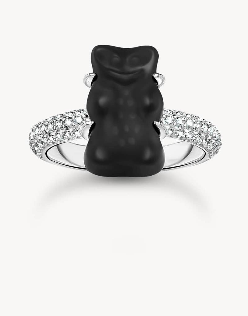 Thomas Sabo - Silberfarbener Ring mit schwarzem Gummibär und weißen Zirkonia-Schmucksteinen von Thomas Sabo