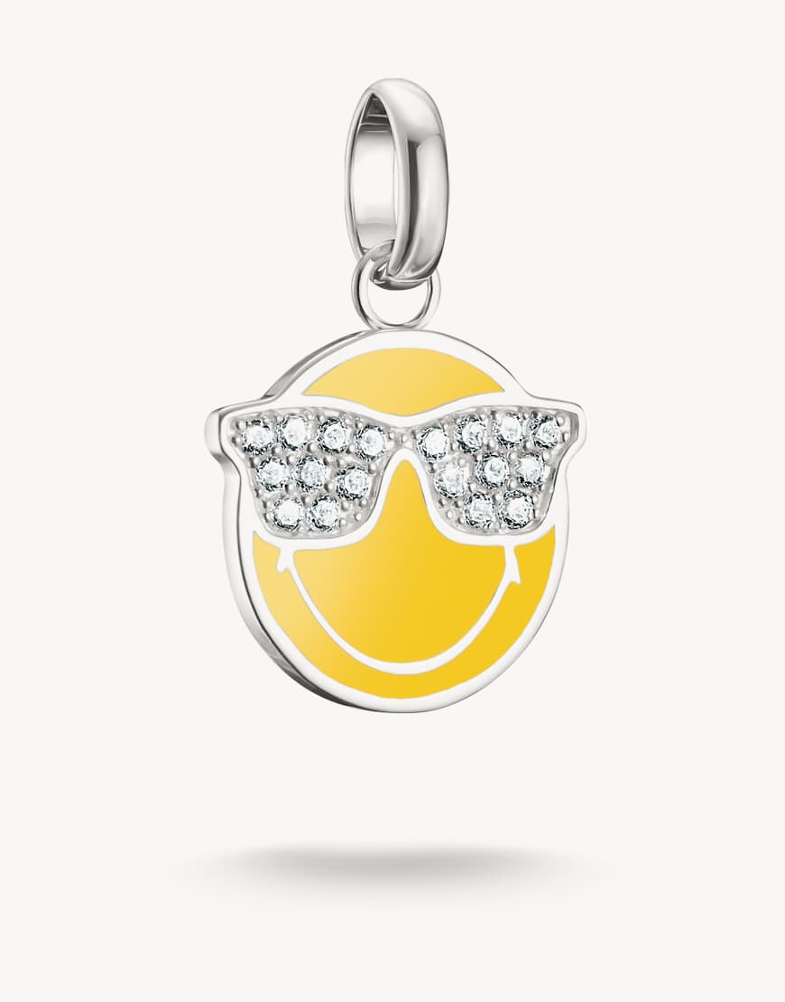 Thomas Sabo - Smiley-Emoji-Anhänger mit Sonnenbrille von smileyworld aus Sterlingsilber, Gelb und Weiß von Thomas Sabo