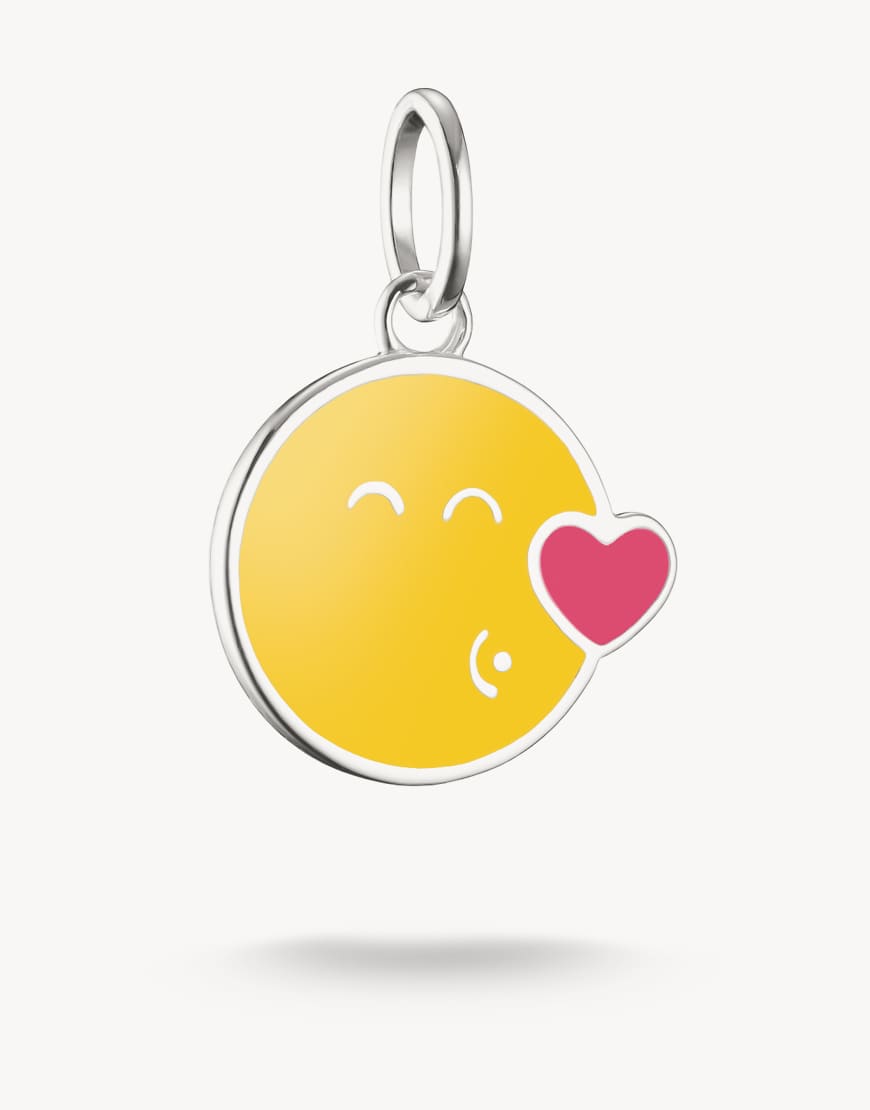 Thomas Sabo - Smileyworld Connect - Charm-Anhänger aus Silber mit Kiss-Design in Gelb und Pink von Thomas Sabo