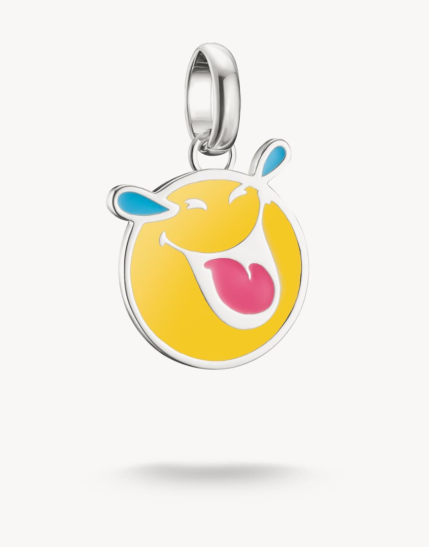Thomas Sabo - Smileyworld Connect - Charm-Anhänger aus Silber mit lachendem Smiley-Design mit Details in Blau, Gelb und Pink von Thomas Sabo