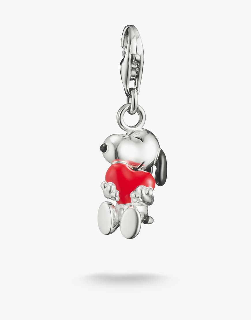 Thomas Sabo - Snoopy-Charm-Anhänger aus Silber mit Herzdetail im Original Peanuts-Design von Thomas Sabo