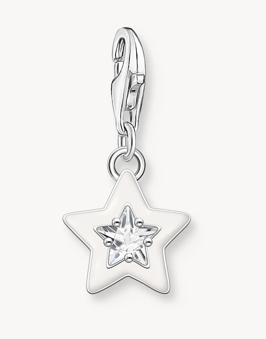 Thomas Sabo - Sternförmiger Charm-Anhänger aus 925er Sterlingsilber mit weißem Schmuckstein und Emaillierung in Kaltweiß von Thomas Sabo