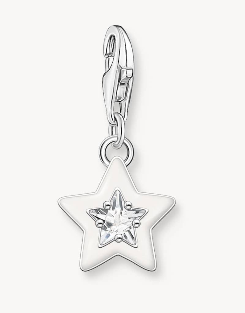 Thomas Sabo - Sternförmiger Charm-Anhänger aus 925er Sterlingsilber mit weißem Schmuckstein und Emaillierung in Kaltweiß von Thomas Sabo