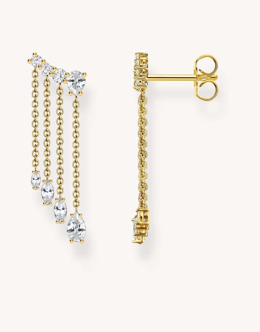Thomas Sabo - Vergoldete Ohrringe mit Wasserfalldesign mit weißen Schmucksteinen-Goldfarben von Thomas Sabo