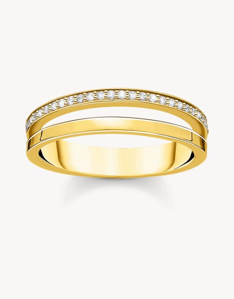Thomas Sabo - Zweilagiger Ring aus 925er-Sterlingsilber mit 18-karätiger Vergoldung in Gelbgold und weißen Schmucksteinen-Goldfarben von Thomas Sabo