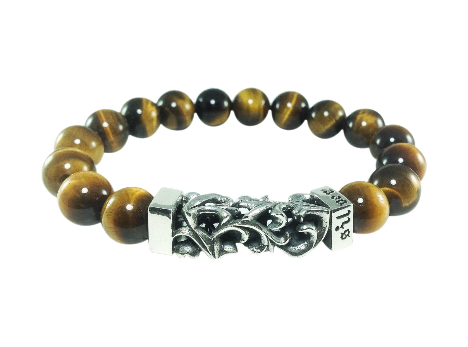 Herren Tigerauge Perlen Armband, Edelstein Perle, Sterling Silber 925 Herrenschmuck, Freundgeschenk, Geschenk Für Ihn - Handmade von ThommyThaiJewelry