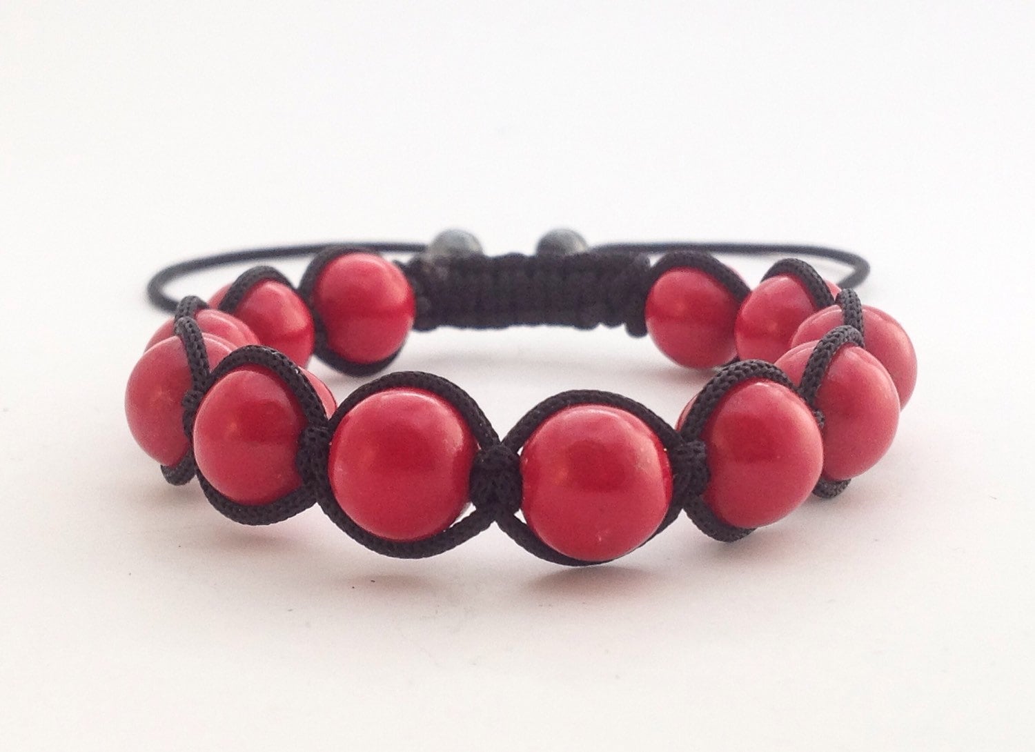 Womens Coral Beads Shamballa Woven Perlen Single Wrap Freundschaft Schmuck Armband von ThommyThaiJewelry