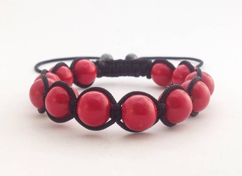 Womens Coral Beads Shamballa Woven Perlen Single Wrap Freundschaft Schmuck Armband von ThommyThaiJewelry
