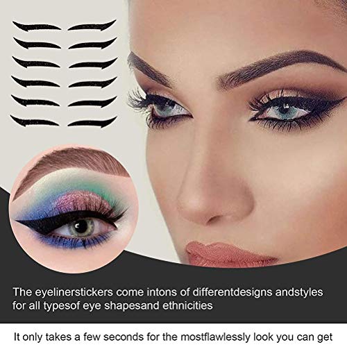 Thonlai 6 Eyeliner-Aufkleber, Katzenaugen-Make-up-Aufkleber, Wieder Verwendbare Streamline-Augenlid-Aufkleber, 6 Paare mit Verschiedenen Designs für Augen Formen Rennen, OPP-Tasche, (Schwarz spitz) von Thonlai