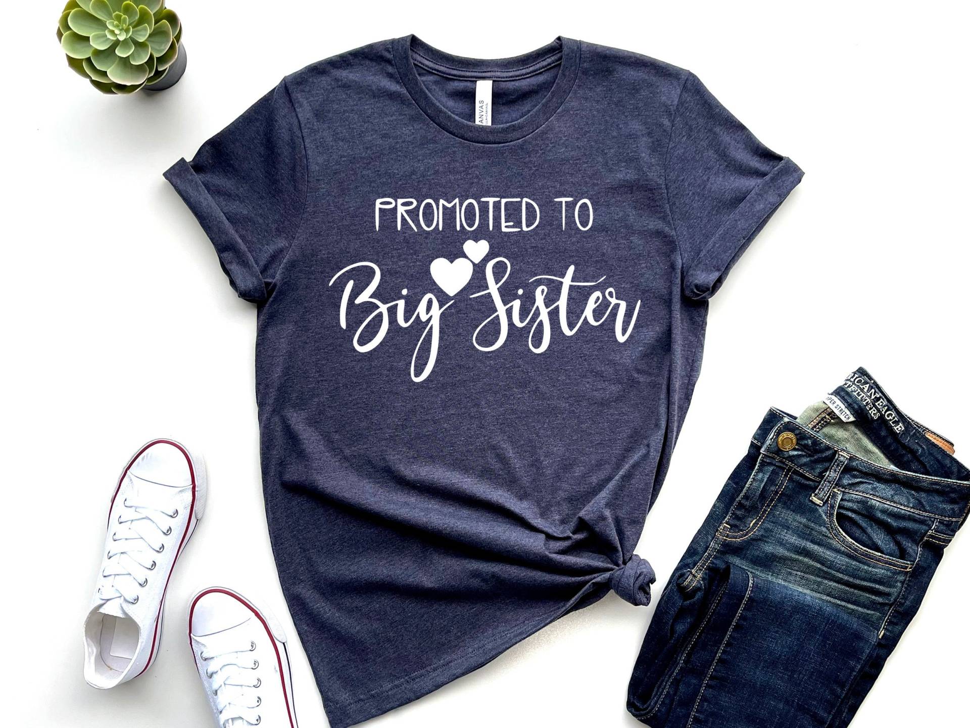 Gefördert Zu Großen Schwester Shirt, Große Kleine Shirts, Schwangerschaft Ankündigung, Baby Ankündigung Shirt von ThopasCo