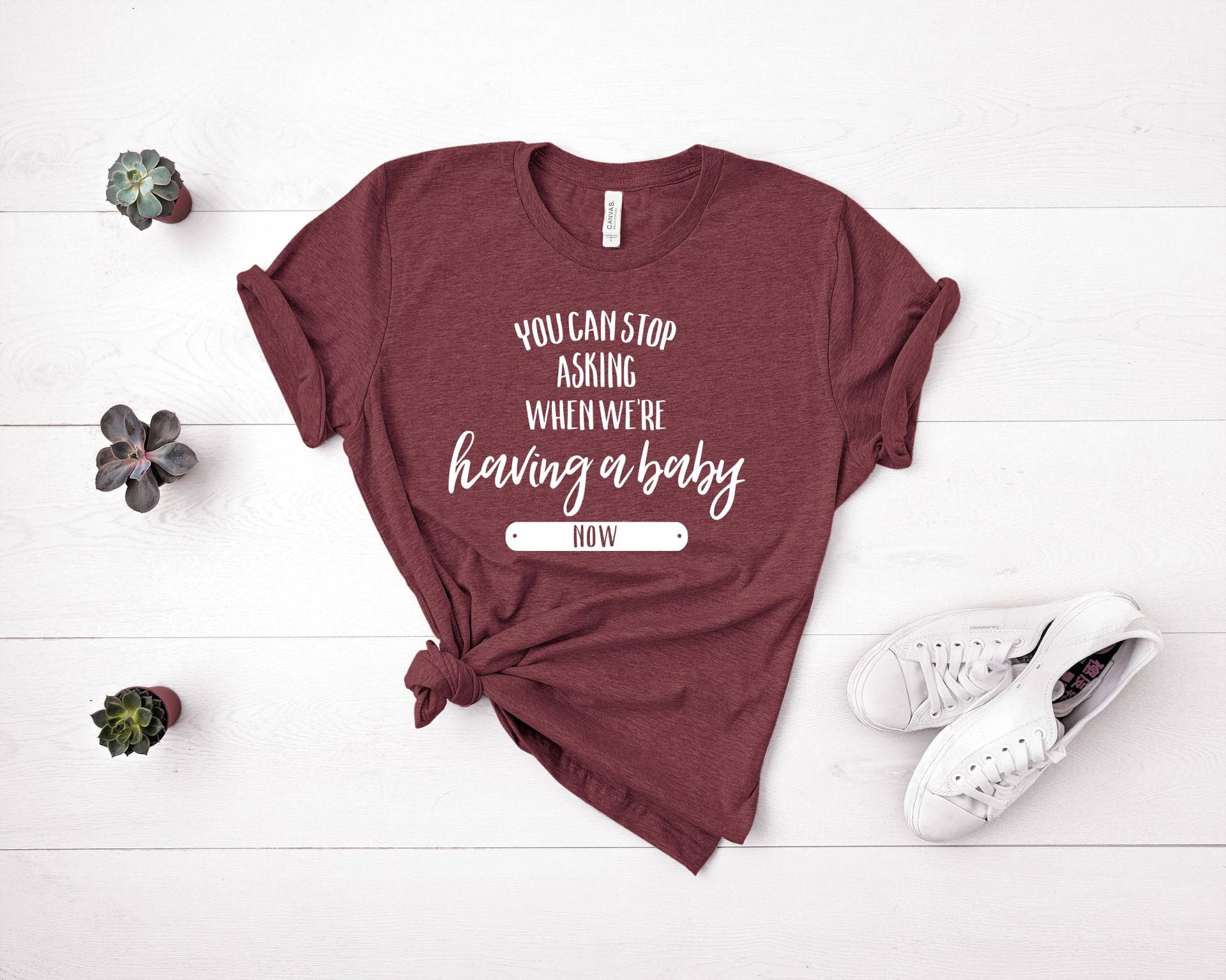 Sie Können Aufhören Zu Fragen, Wenn Wir Jetzt Ein Baby Haben, Schwangerschaft Ankündigung Shirt, Offenbaren, Mama Sein, Shirt von ThopasCo