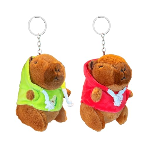 Thoquene 2 Stück Capybara Schlüsselanhänger, Plush Keychain, Anhänger von Thoquene