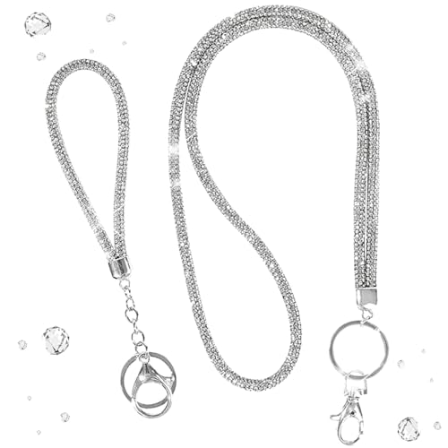 Thoquene 2 Stück Handykette Schlüsselband Glitzer, Anti-Lost Bling Schlüsselanhänger mit Schlüsselring von Thoquene