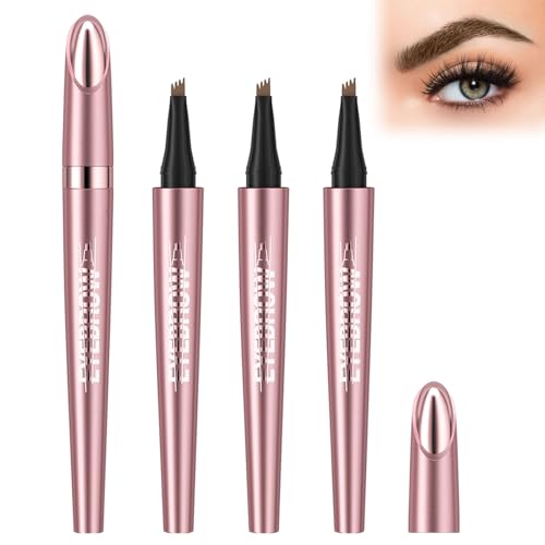 Thoquene 3 Stück Wasserdichter 3D Augenbrauenstift mit 4 Gabelspitzen, Langanhaltend Natürliche Wasserdichter von Thoquene