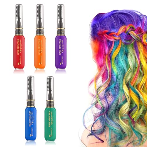 Thoquene 5 Farben Temporäre Haarfarbe Kinder Auswaschbar, Bunte Haarmascara, Hair Chalk Salon von Thoquene