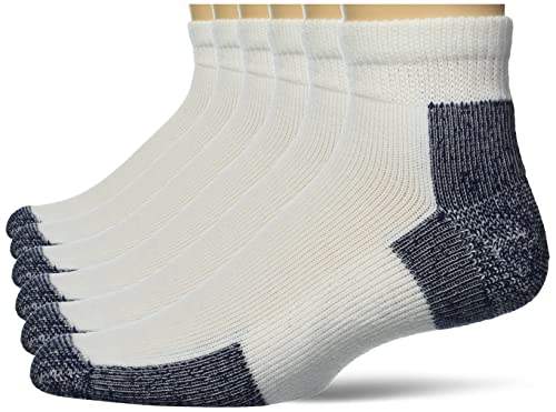 Thorlo Unisex-Erwachsene Jmx Maximum Cushion Knöchel Laufsocken, Weiß/Marineblau (6 Paar), X-Large (6er Pack) von Thorlos