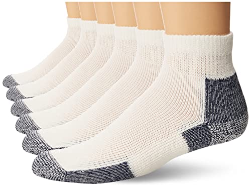 Thorlos Unisex's JMX Maximum Cushion Ankle Running Sock, White/Navy (1 Pair), Large (Pack of 6) von Thorlos