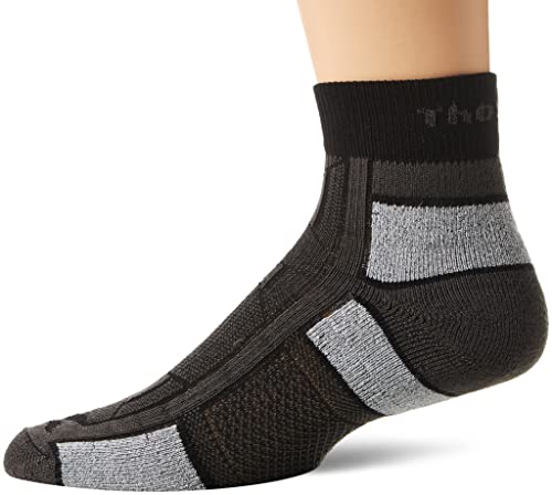 Thorlos Herren Oaqu Knöchelsocken für Sportler, dünn Laufsocken, Pitch Black, X-Small von Thorlos