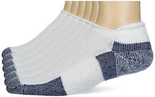 Thorlos Unisex-Erwachsene J Max Cushion J Rolltop Laufsocken, Weiß/Marineblau (6 Paar), Large (6er Pack) von Thorlos
