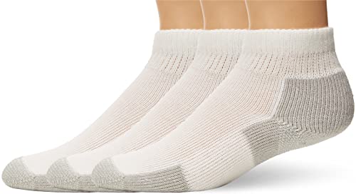 Thorlos Unisex-Erwachsene Knöchel-laufsocken JMX Running Maximum Cushion Knöchelsocken, Weiß/Platin (3 Paar), M (3er Pack) von Thorlos