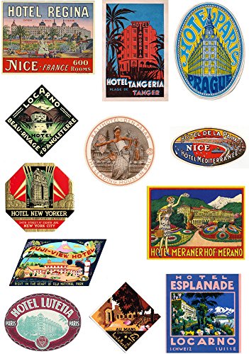 Aufkleber-Set für Koffer und Reisegepäck im Vintage-Stil, Set mit 12 Vinyl-Aufklebern, 4 aus 4 von Thorpe Signs