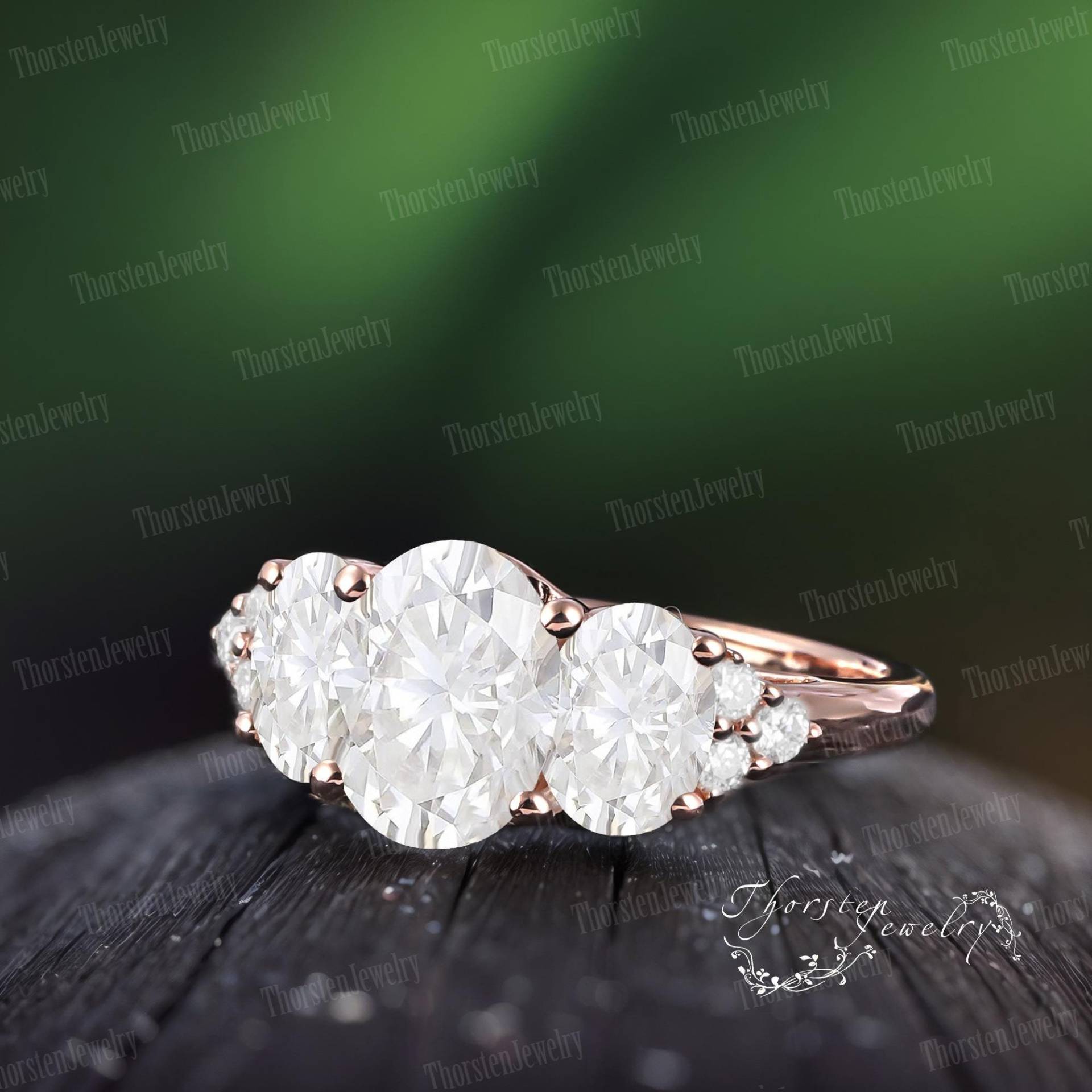 3.0 Ct Oval Cut Moissanite Engagement Ring 14K 18K Rose Gold Promise Art Deco Bridal Wedding Anniversary Gifts For Women von ThorstenOpos