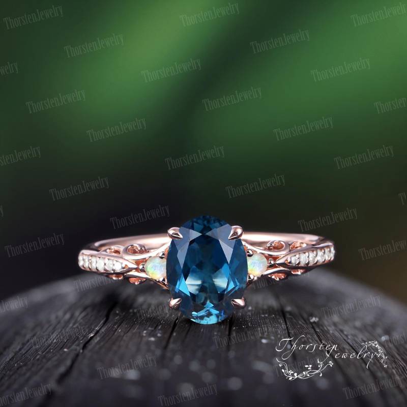 Oval London Blue Topaz Engagement Ring Rose Gold Promise Vintage Nov Birthstone Nature Inspired Art Deco Handmade Jewelry Gifts Oval London Blue Topaz Engagement Ring Rose Gold Promise Vintage Nov Birthstone Nature Inspired Art Deco Handmade Jewelry Gifts von ThorstenOpos