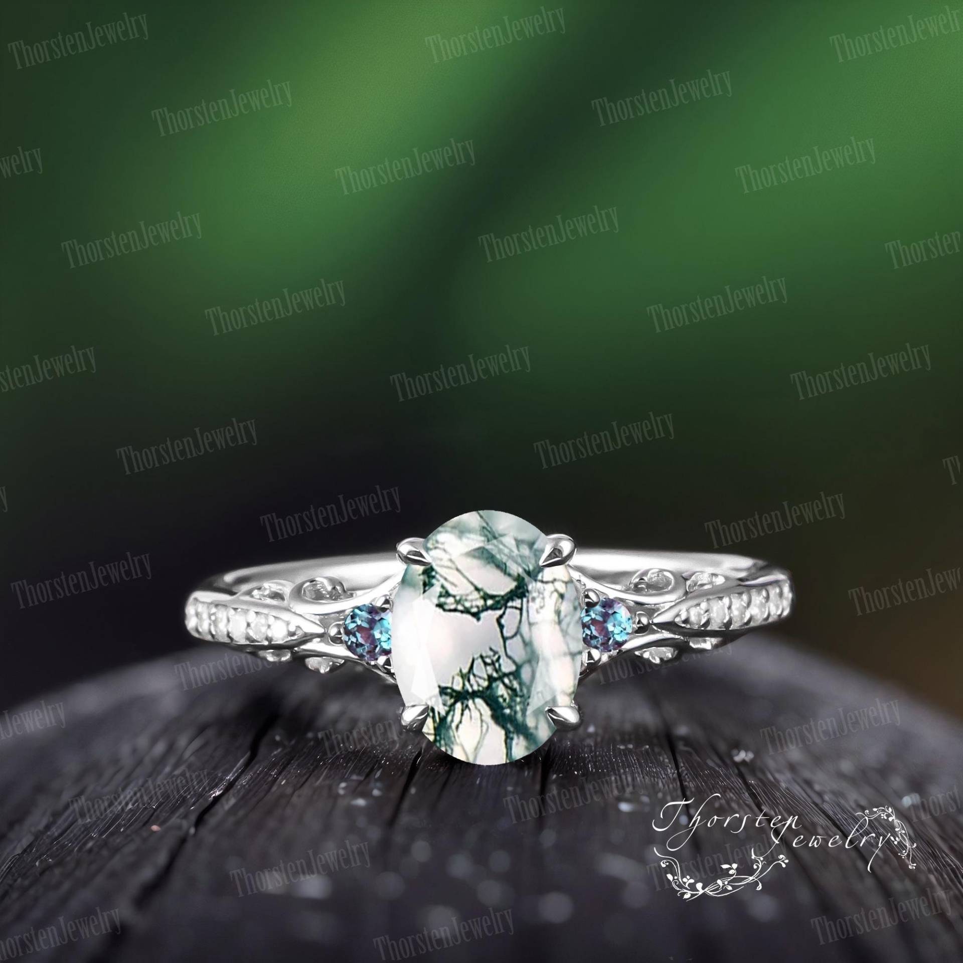 Vintage Oval Natural Moss Agate Engagement Ring White Gold Promise Green Gemstone Nature Inspired Art Deco Handmade Jewelry Gifts Vintage Oval Natural Moss Agate Engagement Ring White Gold Promise Green Gemstone Nature Inspired Art Deco Handmade Jewelry Gifts von ThorstenOpos