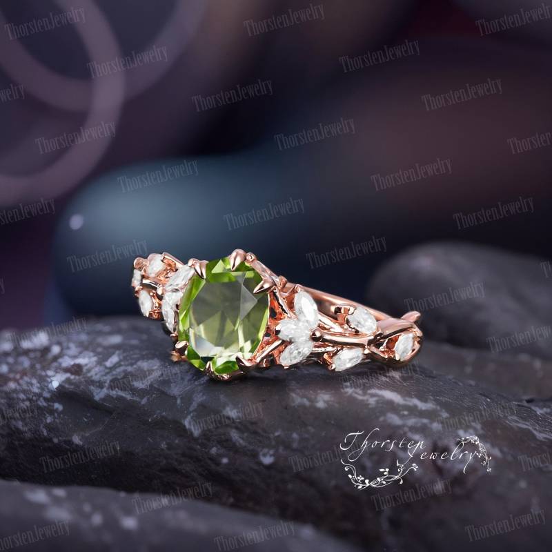 Vintage Oval Peridot Engagement Ring Antique Rose Gold Cluster Marquise Cut Diamond Wedding Art Deco Anniversary Promise Women Vintage Oval Peridot Engagement Ring Antique Rose Gold Cluster Marquise Cut Diamond Wedding Art Deco Anniversary Promise Women von ThorstenOpos
