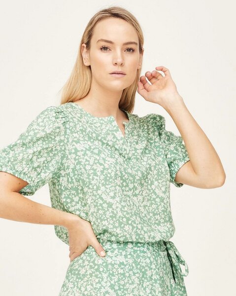 Thought Bluse Cassia Puff Sleeve - Green von Thought