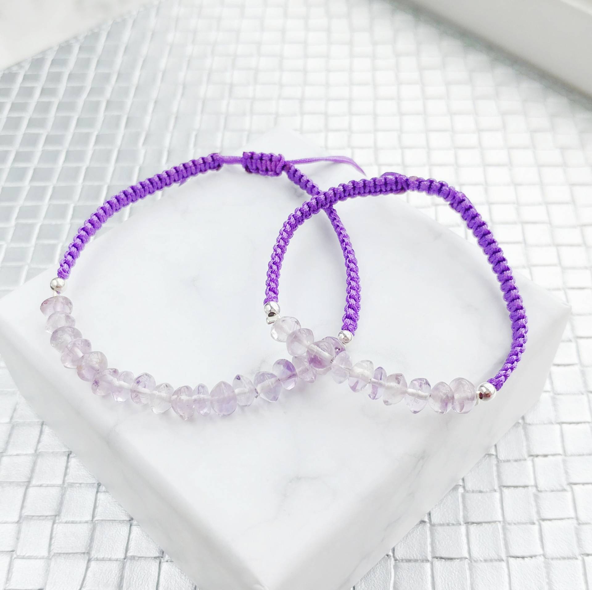Amethyst Mother & Daughter Matching Gemstone Braided Bracelets, Children Bracelet, Crystal Bracelets von ThoughtsAccessories