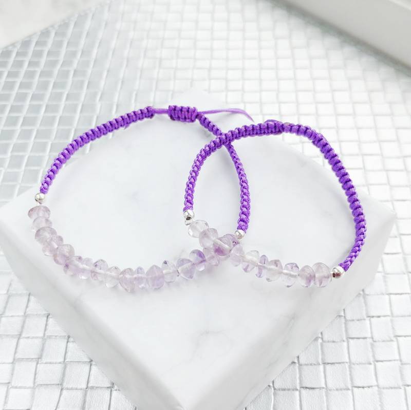 Amethyst Mother & Daughter Matching Gemstone Braided Bracelets, Children Bracelet, Crystal Bracelets von ThoughtsAccessories
