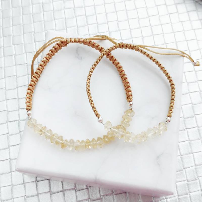 Citrine Mother & Daughter Matching Crystal Braided Bracelets, Children Bracelet, Gemstone Bracelets von ThoughtsAccessories