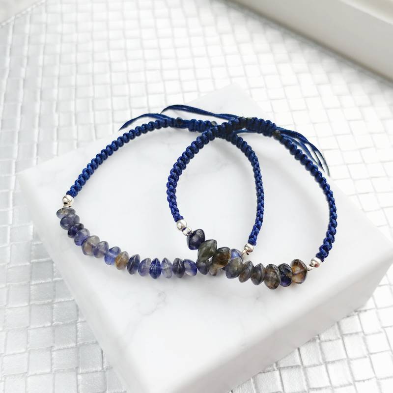 Iolite Mother & Daughter Matching Gemstone Braided Bracelets, Children Bracelet, Crystal Bracelets von ThoughtsAccessories
