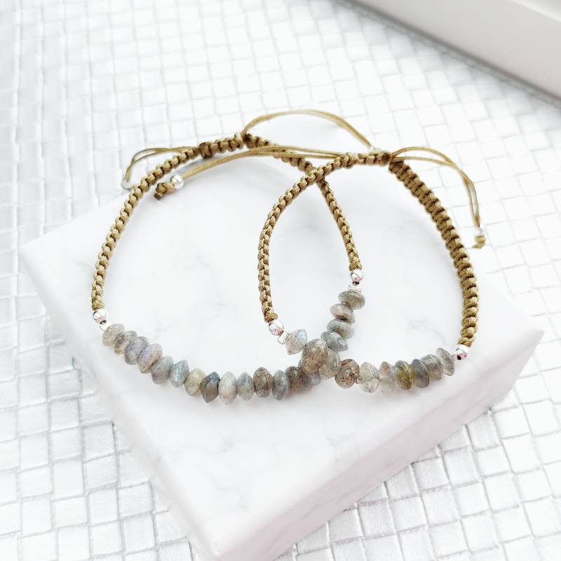 Labradorite Mother & Daughter Matching Gemstone Braided Bracelets, Children Protective Crystal Bracelets von ThoughtsAccessories