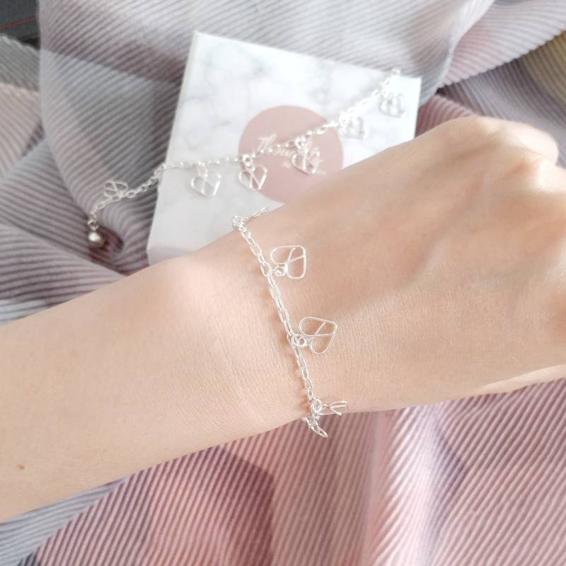 Linked Hearts Mother & Daughter Bracelets, Sterling Silver Bracelet, Women Girl Heart Bracelets von ThoughtsAccessories