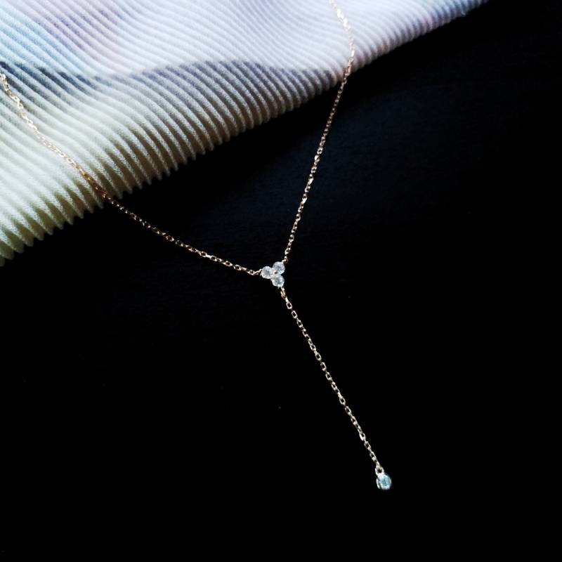 Long Necklace, Y Layered Women Rose Gold Sterling Silver Minimalist Necklace von ThoughtsAccessories