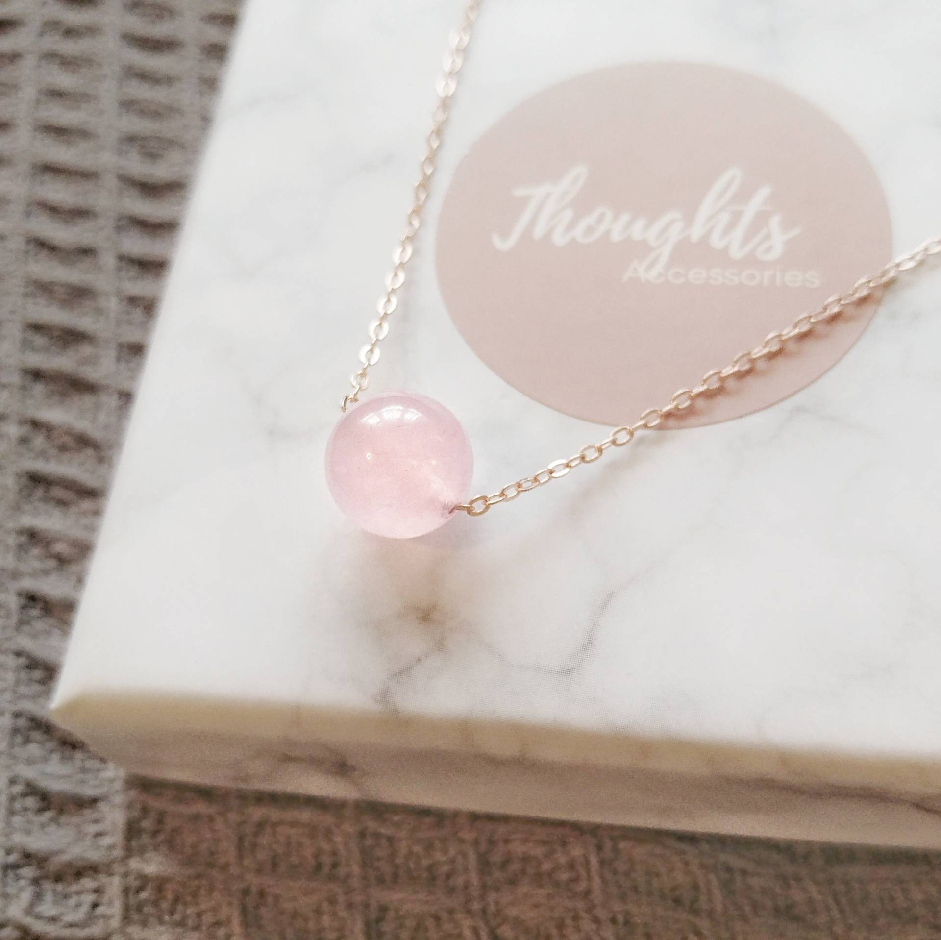 Pink Chalcedony Necklace, Rose Gold Women Sterling Silver Gemstone Quartz Crystal von ThoughtsAccessories
